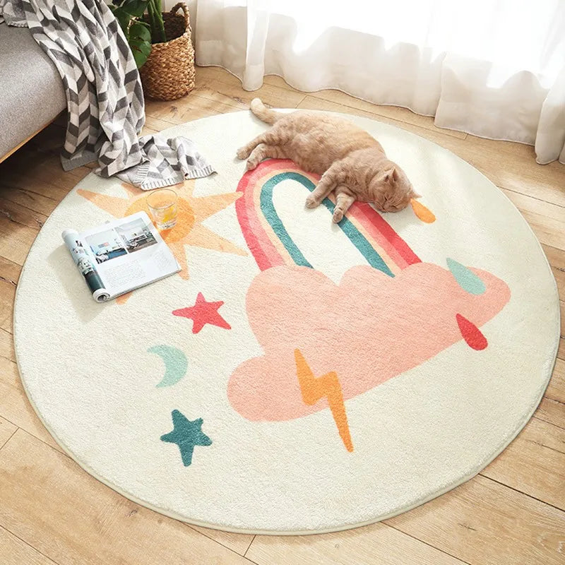 Nordic Style Carpets Cartoon Bedroom Decor Round Carpet