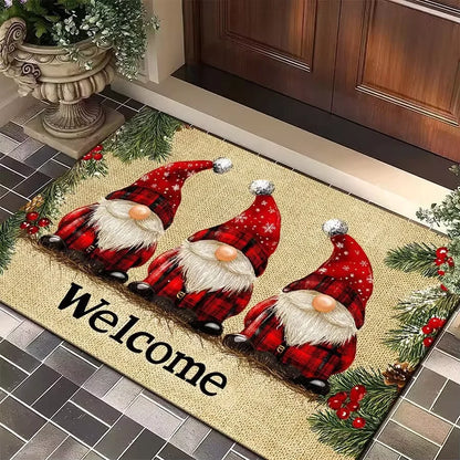 1PC Three Santa Claus Festive Christmas Rug