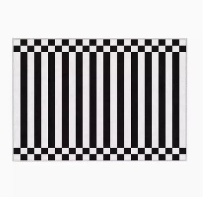 Light Luxury Rugs for Bedroom Black White Plaid