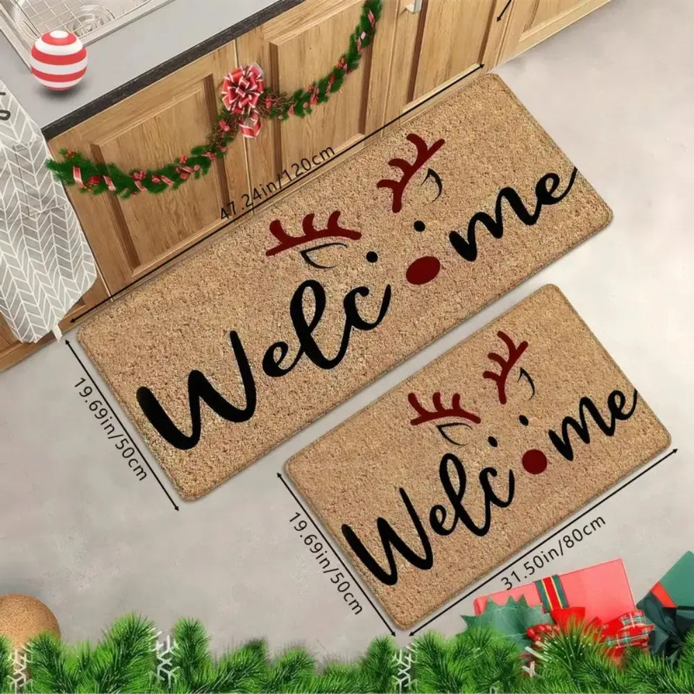 1PC Reindeer Pattern Christmas Theme Entrance Door Floor Mat