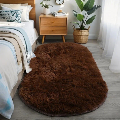 Fluffy Oval Plush Carpet Extra Soft Rug For Living Room