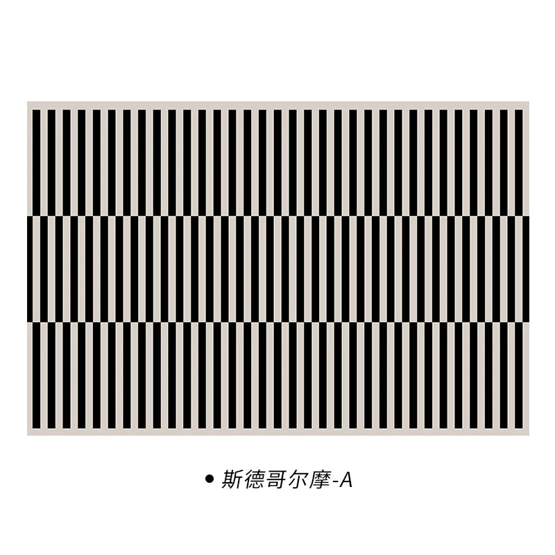 Light Luxury Rugs for Bedroom Black White Plaid