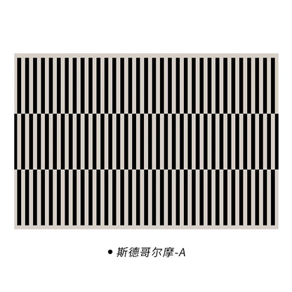 Light Luxury Rugs for Bedroom Black White Plaid