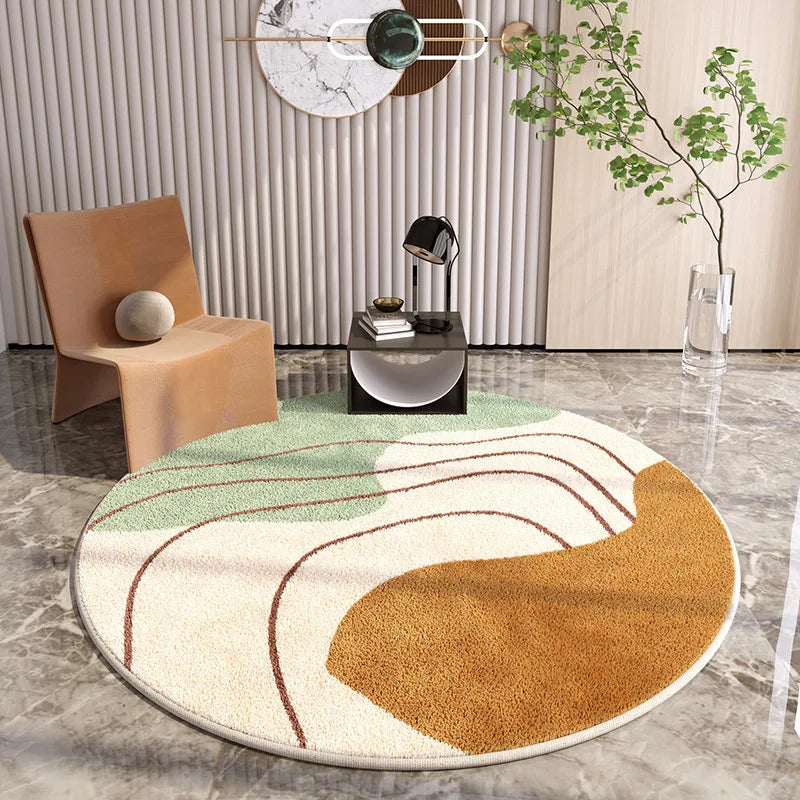 Light Luxury Lounge Round Rug Minimalist Cream Rug