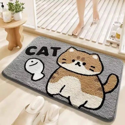Bathroom Water-Absorbing Rug Cute Anti-Slip Imitation Cashmere