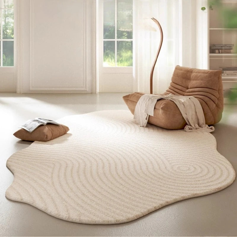 Cream Style Carpets Irregular Shapes Bedroom Decor Soft Carpet