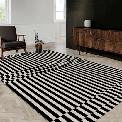 Light Luxury Rugs for Bedroom Black White Plaid