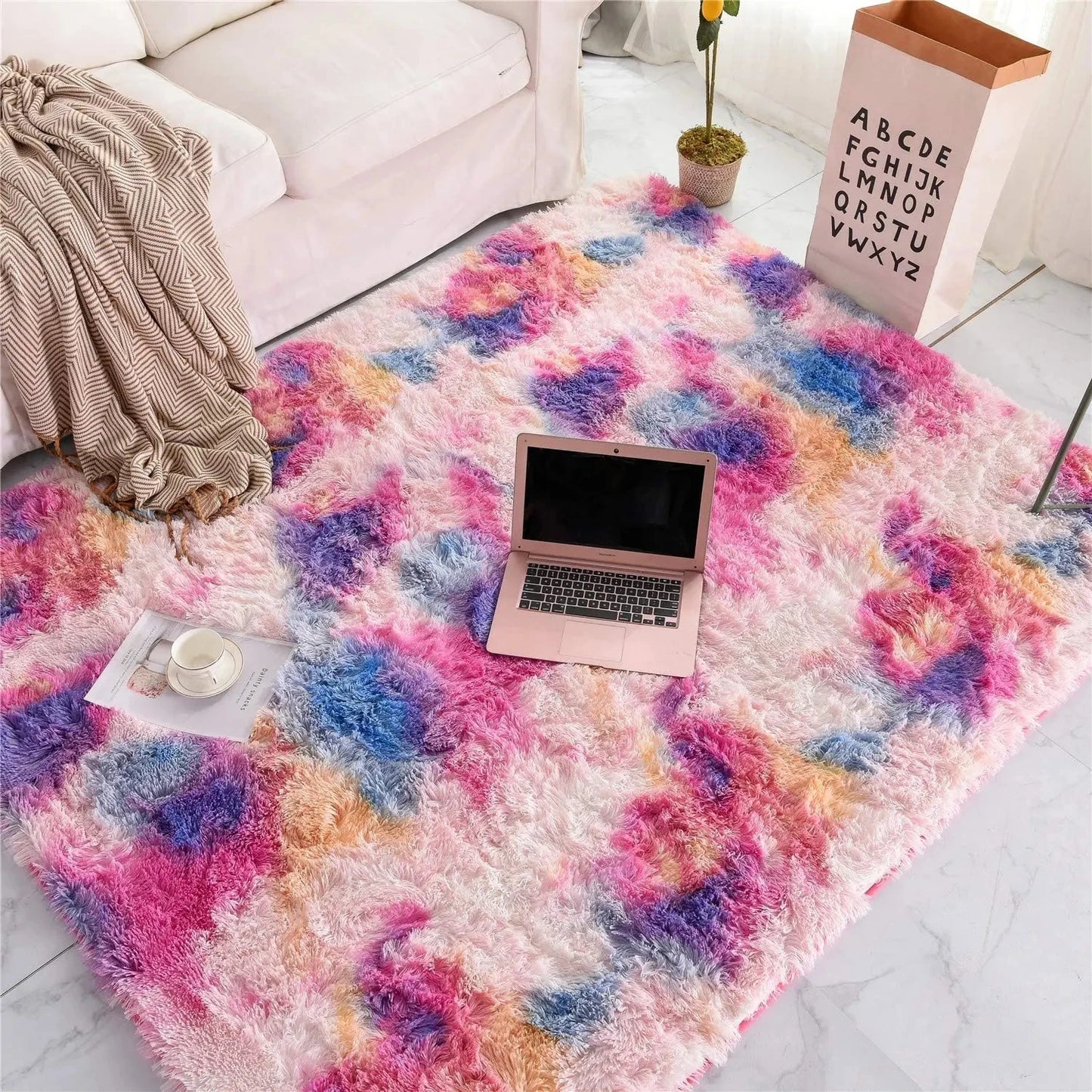 Modern Shag Leopard Print Fluffy Rug