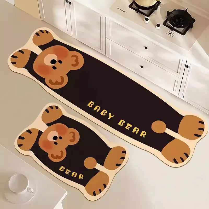 Cartoon Kitchen Mat Absorbent Quick Drying Diatomite Anti-Oil
