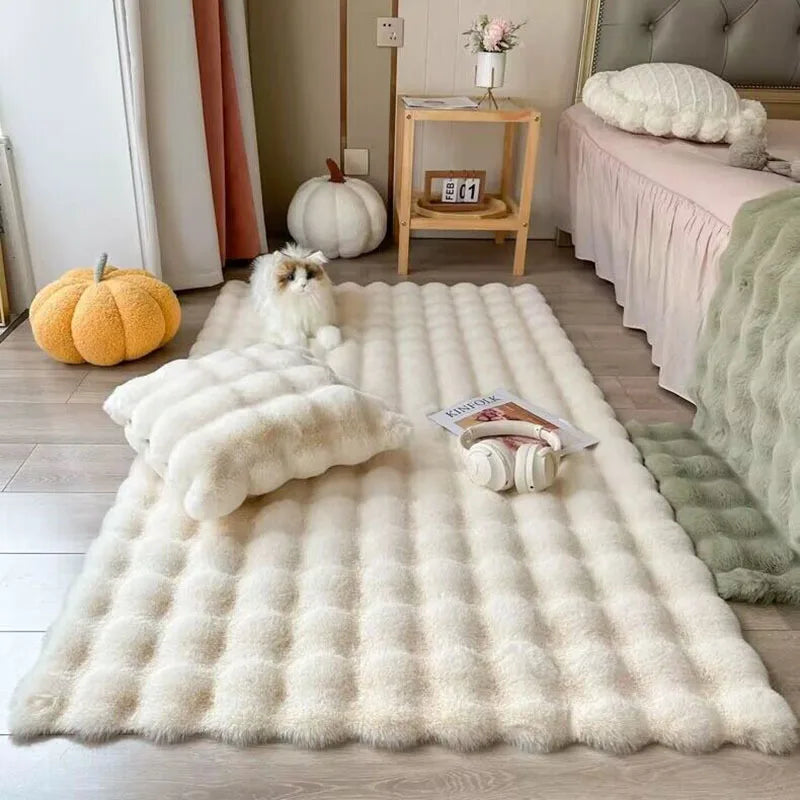 1PC Bubble Plush Faux Rabbit Fur Carpet For Home Decor