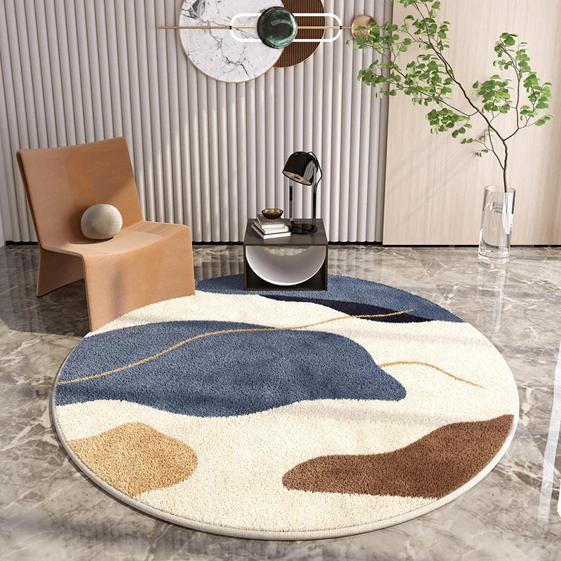 Light Luxury Lounge Round Rug Minimalist Cream Rug
