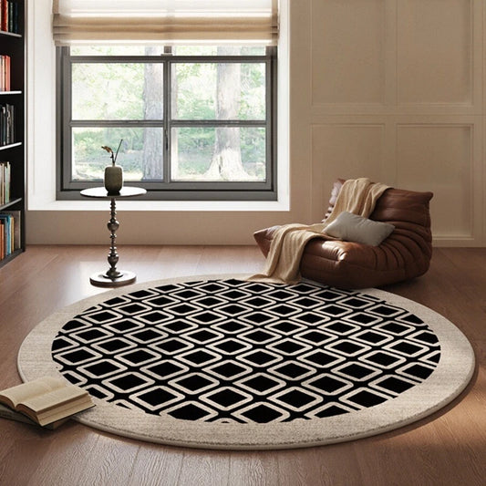 Retro Style Bedroom Decor Round Carpet