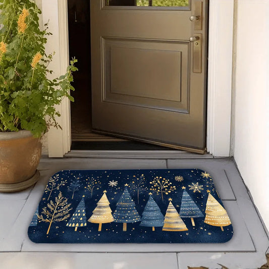 Christmas Rug Navy Blue Christmas Entryway Doormat Living Room
