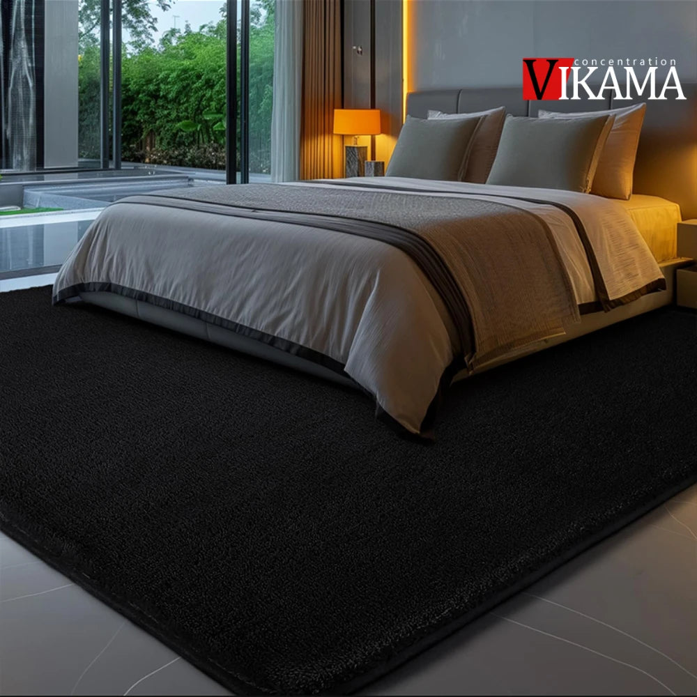 Black Area Plush for Bedroom Living Room Fluffy Rug