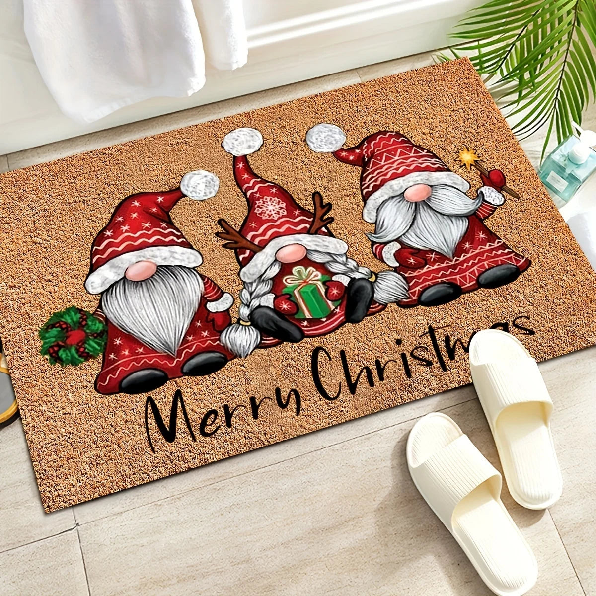 1PC Three Santa Claus Festive Christmas Rug