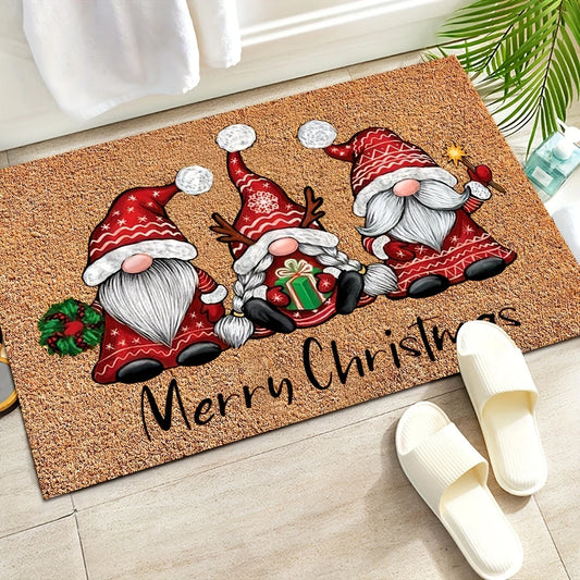 1PC Three Santa Claus Festive Christmas Rug
