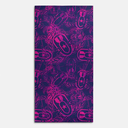 Print On Demand  - Beach Towel - "It's 5 o'clock Somewhere" (Pink on Purple)