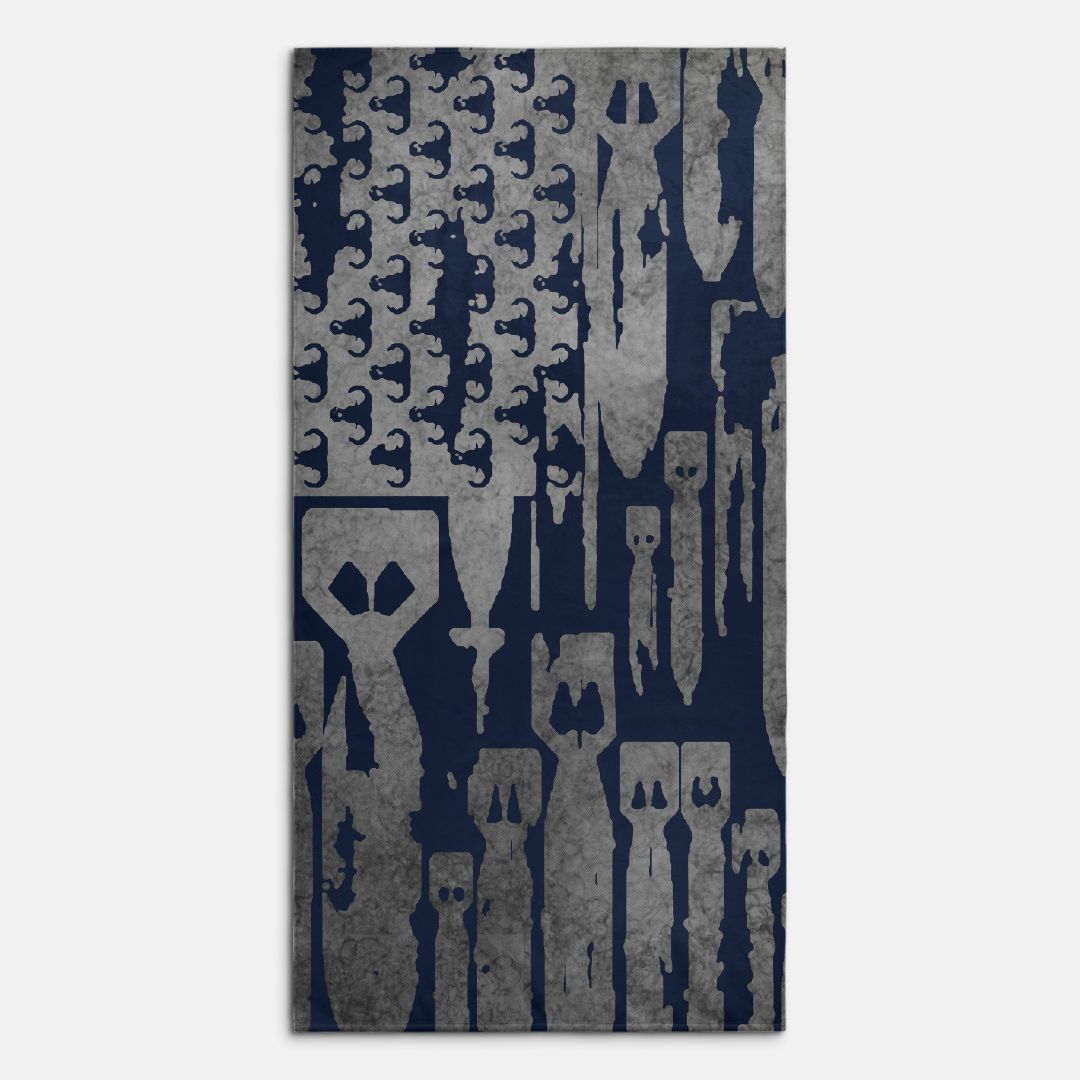 Print On Demand  - Beach Towel - "EOD Bomb Flag" Grey on Navy